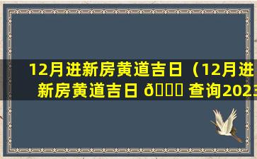 12月进新房黄道吉日（12月进新房黄道吉日 🐟 查询2023年）